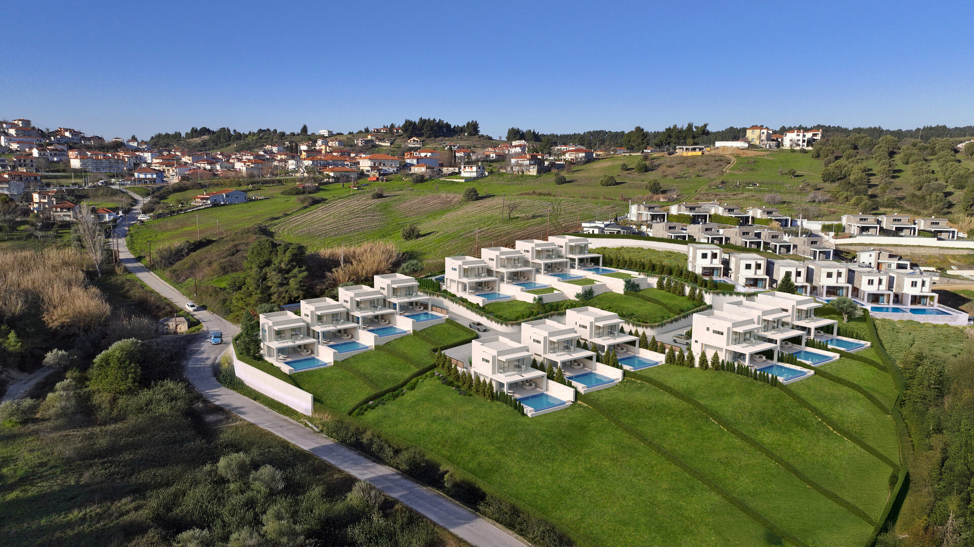 Aerial view of Paliouri Villas in Halkidiki