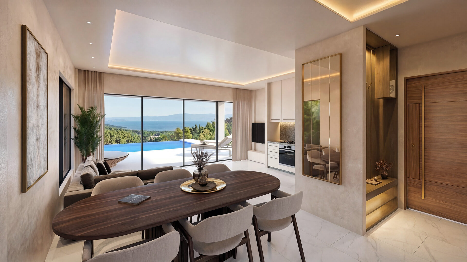 Refined interior living space at Paliouri Villas