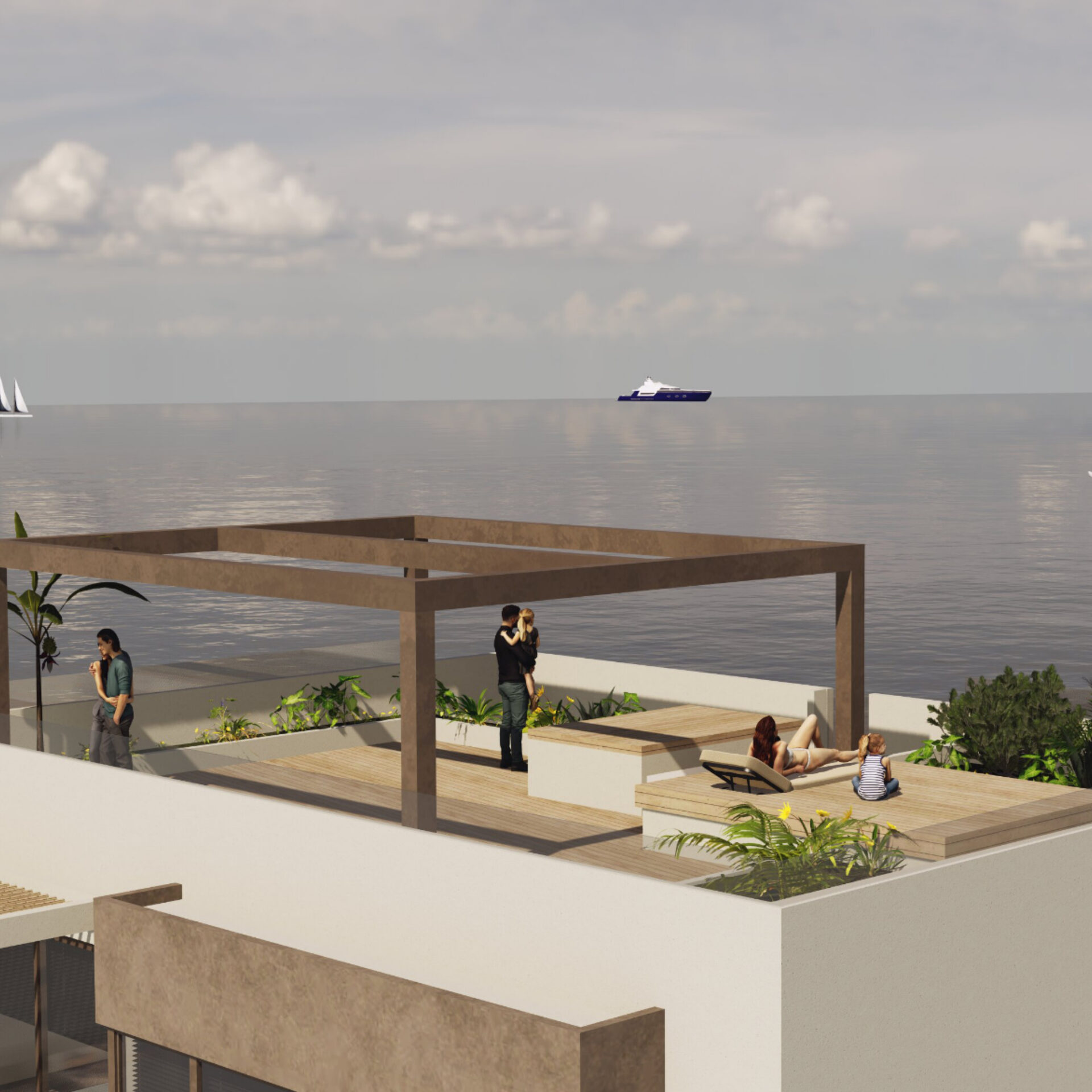 Rooftop terrace with sea views at Thetidos 4 residence, Nea Krini